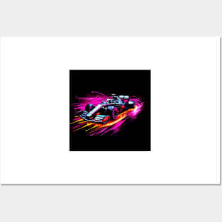 Race Car Neon Art Pink 1 Posters and Art